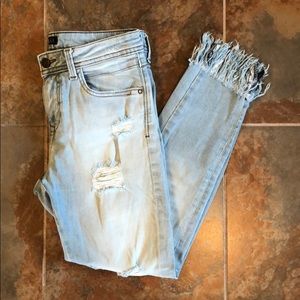 Zara distressed light wash jeans